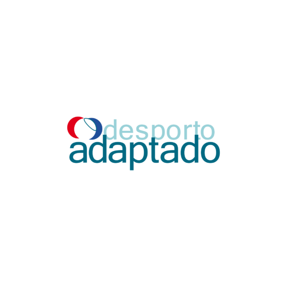 Logótipo do Desporto Adaptado (com letras a azul de dois tons).