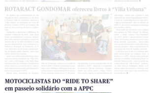 Cópia da página 24 da edição de maio do jornal Vivacidade. Na parte inferior da página destaque para a notícia referente ao passeio solidário Ride to share (com texto e três fotografias). A referida página do jornal tem mais duas notícias e fotografias, mas que foram propositadamente desfocadas.