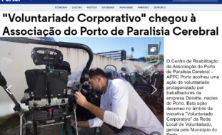 Captura de ecrã de notícia do sítio da Câmara Municipal do Porto com notícia sobre a APPC (disponível no link partilhado na publicação). Além do título, junto surge uma imagem de uma pessoa que está, aparentemente, a arranjar uma cadeira de rodas.