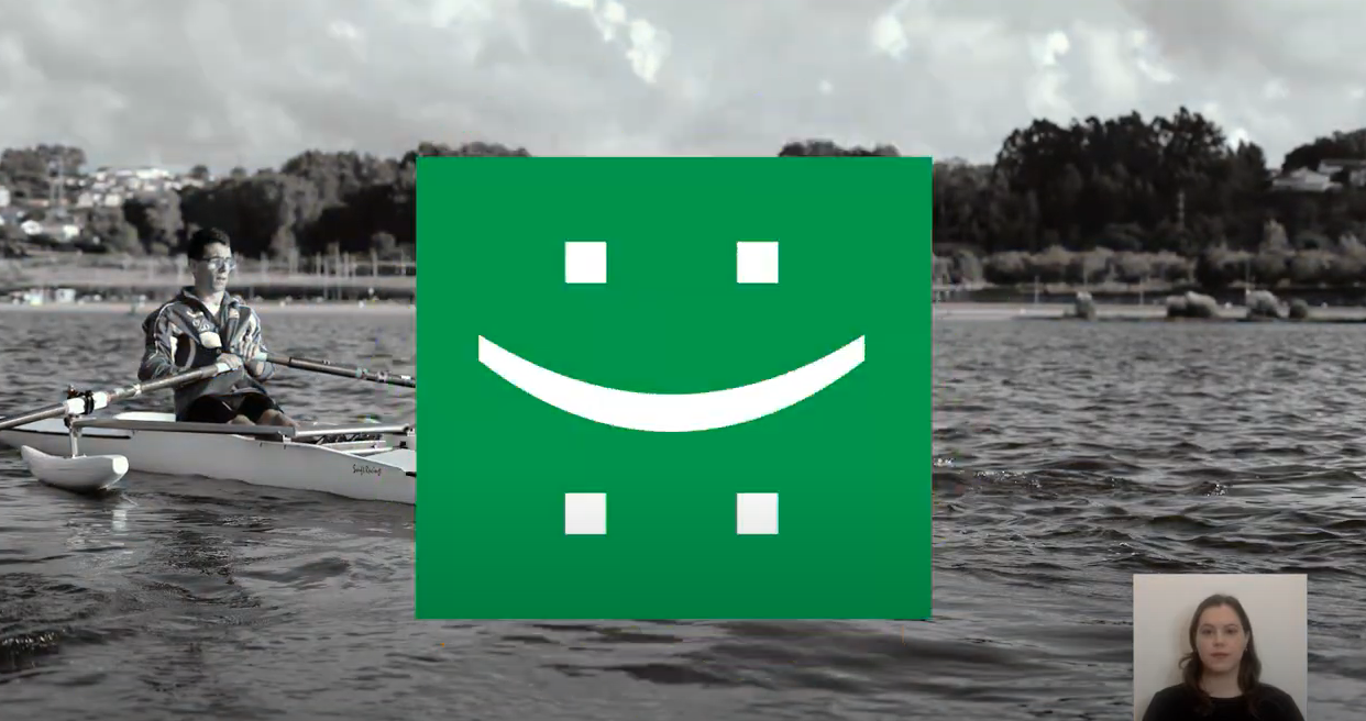 Captura de ecrã de vídeo. Imagem de um rio e uma pessoa em embarcação.