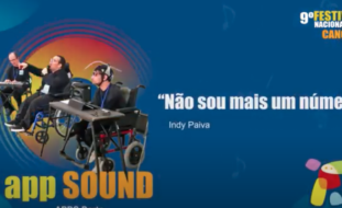 Captura de ecrã de vídeo. Surgem elementos de banda musical e indicação do nome e tema: appSOUND e Não sou mais um número.