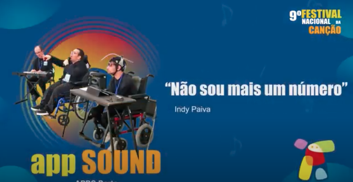Captura de ecrã de vídeo. Surgem elementos de banda musical e indicação do nome e tema: appSOUND e Não sou mais um número.