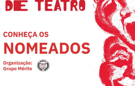 Cartaz, formato quadrado, com indicação dos nomeados da Jornada de Teatro do Grupo Mérito Dramático Avintense.