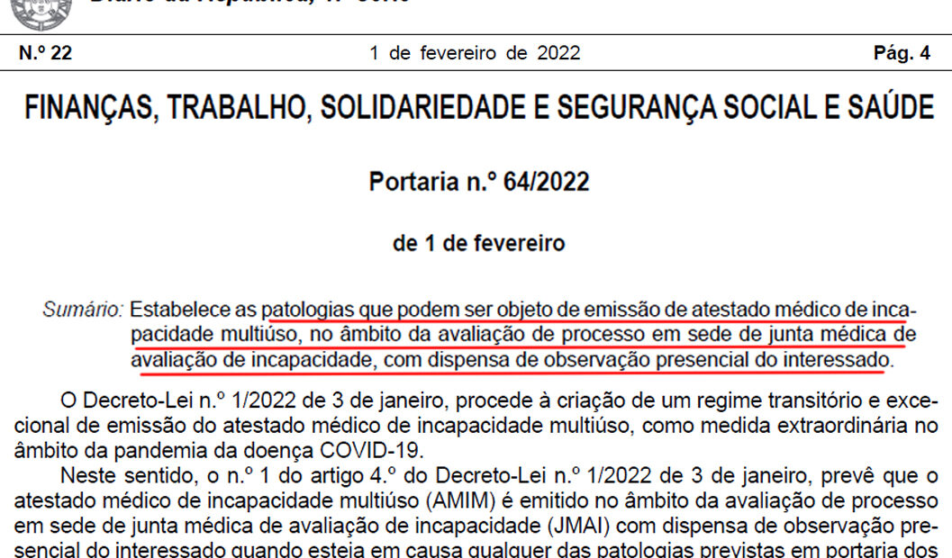 Cópia parcial de página do Diário da República (com portaria referida na publicação).