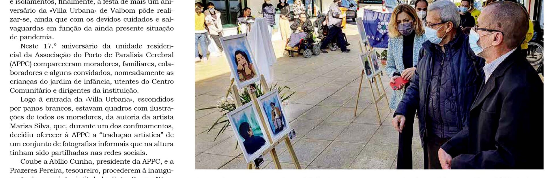Cópia parcial de página do jornal Solidariedade de março de 2022. Em destaque notícia relativa aos 17 anos da Villa Urbana de Valbom. O texto é acompanhado de uma fotografia do evento.