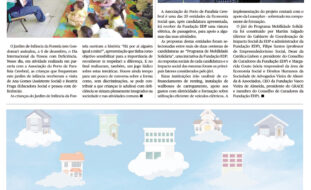 Cópia de página do jornal Vivacidade de dezembro de 2022. A meia página superior é preenchida com duas notícias sobre a APPC. Na parte inferior, ligeiramente esbatida, está meia página com publicidade. Cada uma das notícias da APPC é acompanhada por uma fotografia e imagem.