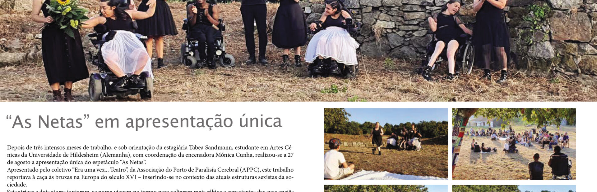 Cópia de duas páginas da revista Plural e Singular. Além da notícia (referida na publicação), surgem também seis fotografias a ilustrar o texto.