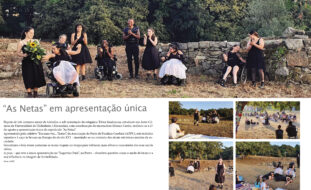 Cópia de duas páginas da revista Plural e Singular. Além da notícia (referida na publicação), surgem também seis fotografias a ilustrar o texto.