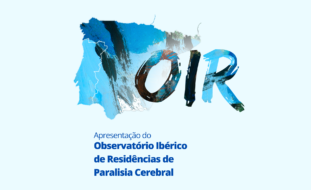 Grafismo de apresentação do OIR. Imagem estilizada da Península Ibérica sobre fundo azul claro. Indicações complementares já constantes na publicação.