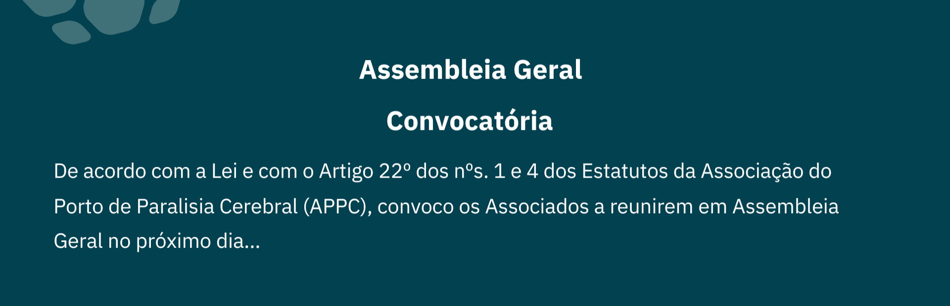 Imagem alusiva à convocatória para a Assembleia Geral. Representação gráfica da convocatória.